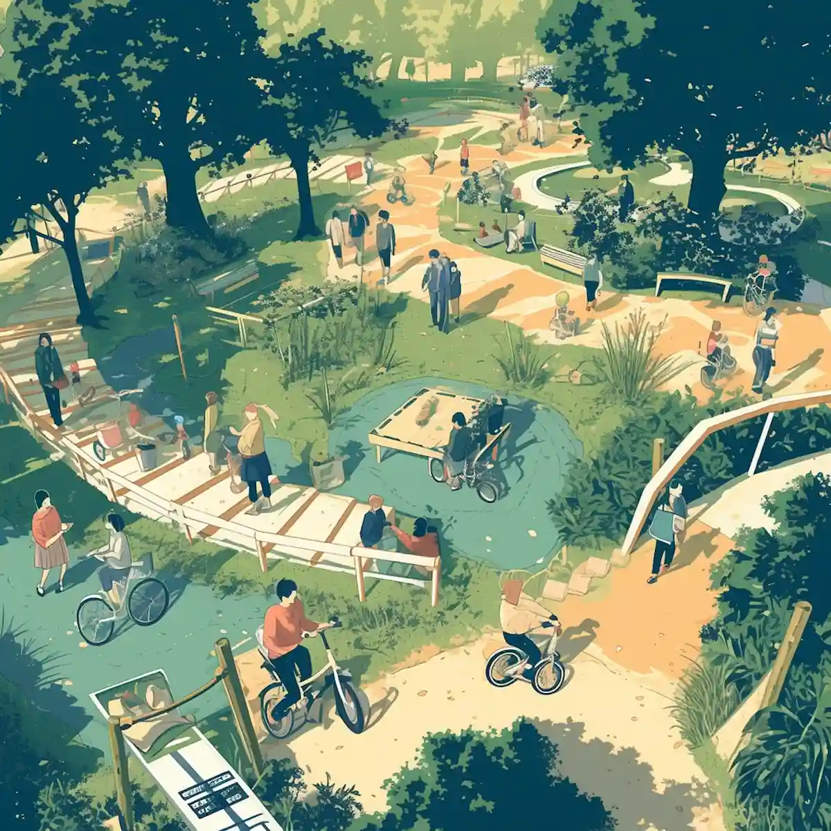 Manga-style inclusive park demonstrating accessibility at Sale Dates Hub